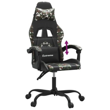 vidaXL Καρέκλα Gaming Μαύρο/Παραλλαγή από Συνθετικό Δέρμα 57,5x59,5x(121-131)cm 1 τεμ.