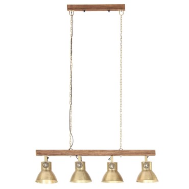 vidaXL Φωτιστικό Οροφής Industrial Ορείχαλκος από Ξύλο Μάνγκο Ε27