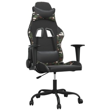 vidaXL Καρέκλα Gaming Μασάζ Μαύρο/Παραλλαγή από Συνθετικό Δέρμα 66,5x61x(118-127,5)cm 1 τεμ.