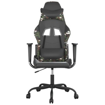 vidaXL Καρέκλα Gaming Μασάζ Μαύρο/Παραλλαγή από Συνθετικό Δέρμα 66,5x61x(118-127,5)cm 1 τεμ.