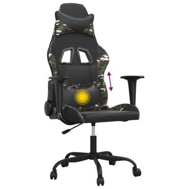vidaXL Καρέκλα Gaming Μασάζ Μαύρο/Παραλλαγή από Συνθετικό Δέρμα 66,5x61x(118-127,5)cm 1 τεμ.