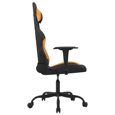 vidaXL Καρέκλα Μασάζ Gaming Μαύρη και Πορτοκαλί Υφασμάτινη 65x62,5x(120-130)cm 1 τεμ.