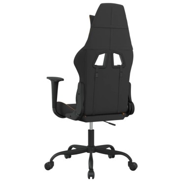 vidaXL Καρέκλα Μασάζ Gaming Μαύρη και Πορτοκαλί Υφασμάτινη 65x62,5x(120-130)cm 1 τεμ.