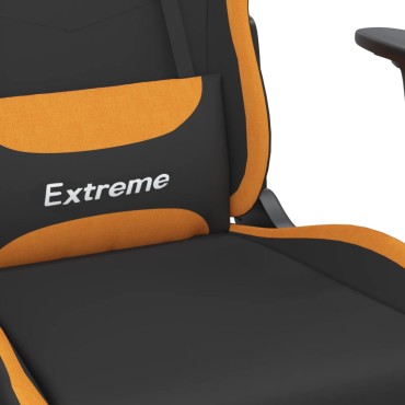 vidaXL Καρέκλα Μασάζ Gaming Μαύρη και Πορτοκαλί Υφασμάτινη 65x62,5x(120-130)cm 1 τεμ.