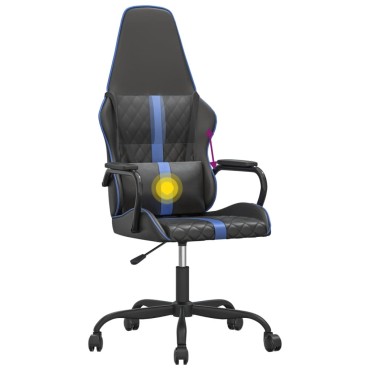 vidaXL Καρέκλα Gaming Μασάζ Μπλε/Μαύρο από Συνθετικό Δέρμα 54x61,5x(118,5-128)cm 1 τεμ.