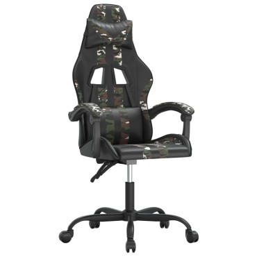 vidaXL Καρέκλα Gaming Περιστρεφόμενη Μαύρη/Παραλλαγή Συνθετικό Δέρμα 57,5x59,5x(121-131)cm 1 τεμ.
