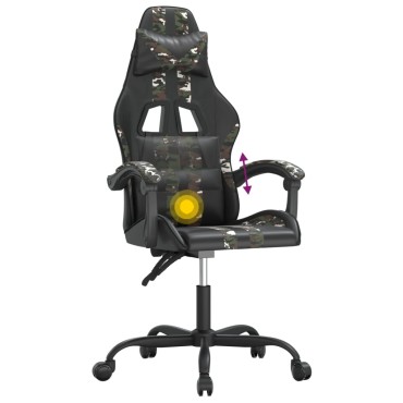 vidaXL Καρέκλα Gaming Περιστρεφόμενη Μαύρη/Παραλλαγή Συνθετικό Δέρμα 57,5x59,5x(121-131)cm 1 τεμ.