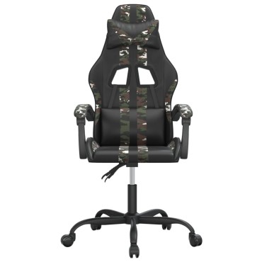 vidaXL Καρέκλα Gaming Περιστρεφόμενη Μαύρη/Παραλλαγή Συνθετικό Δέρμα 57,5x59,5x(121-131)cm 1 τεμ.