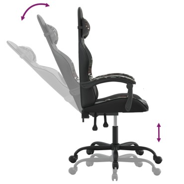 vidaXL Καρέκλα Gaming Περιστρεφόμενη Μαύρη/Παραλλαγή Συνθετικό Δέρμα 57,5x59,5x(121-131)cm 1 τεμ.