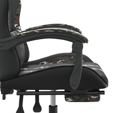 vidaXL Καρέκλα Gaming Μασάζ Υποπόδιο Μαύρη Παραλλαγή Συνθετικό Δέρμα 57,5x59,5x(121-131)cm 1 τεμ.