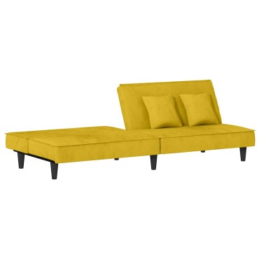 vidaXL Καναπές Κρεβάτι Κίτρινος Βελούδινος 200x100x33cm 1 τεμ. Γωνιακός