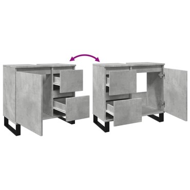 vidaXL Ντουλάπι Μπάνιου Γκρι Σκυροδέματος 65x33x60cm Επεξ. Ξύλο