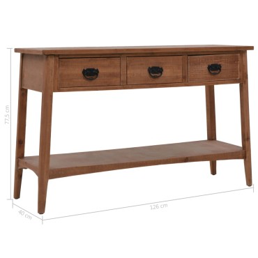 vidaXL Τραπέζι Κονσόλα Καφέ 126x40x77,5cm από Μασίφ Ξύλο Ελάτης 1 τεμ.