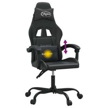 vidaXL Καρέκλα Gaming Περιστρεφόμενη Μαύρη από Συνθετικό Δέρμα 57,5x59,5x(121-131)cm 1 τεμ.