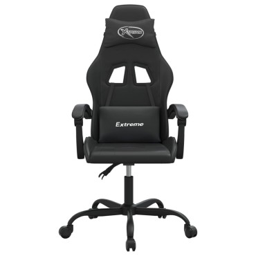 vidaXL Καρέκλα Gaming Περιστρεφόμενη Μαύρη από Συνθετικό Δέρμα 57,5x59,5x(121-131)cm 1 τεμ.
