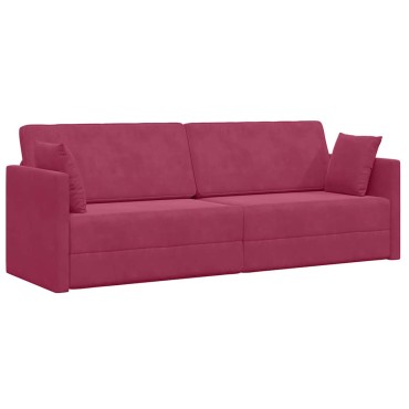 vidaXL Καναπές-κρεβάτι δαπέδου Κόκκινο 213x70x77cm Βελούδο