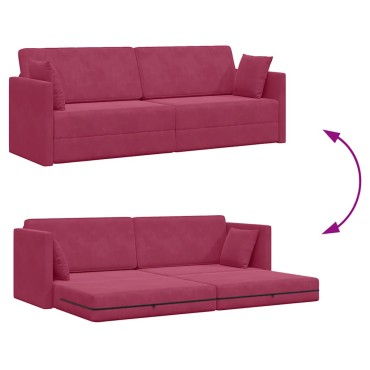 vidaXL Καναπές-κρεβάτι δαπέδου Κόκκινο 213x70x77cm Βελούδο