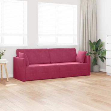 vidaXL Καναπές-κρεβάτι δαπέδου Κόκκινο 213x70x77cm Βελούδο