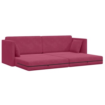 vidaXL Καναπές-κρεβάτι δαπέδου Κόκκινο 213x70x77cm Βελούδο