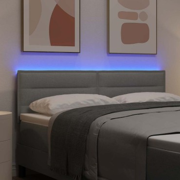 vidaXL LED κεφαλάρι με LED ταινίες φωτός Ανοιχτό γκρι ύφασμα 160x7x88cm