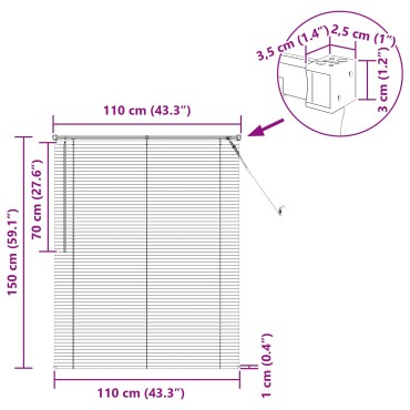 vidaXL Βενετσιάνικη Σκίαση Μαύρο 150 x 110 εκ 25 mm PVC