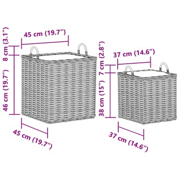 vidaXL Καλάθι Για Φυτά με αποθήκευση 2 τμχ. Φυσικό Γκρι Ρατάν Κούμπου