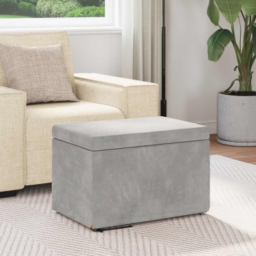 vidaXL Σκαμνί Ανοιχτό γκρι 61x41x40cm Βελούδο και Μηχανικά Ξύλα