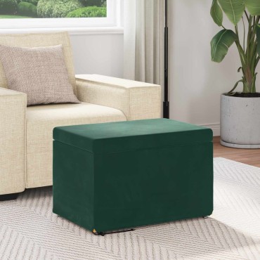 vidaXL Σκαμνί Σκούρο Πράσινο 61x41x40cm Βελούδο και Μηχανικά Ξύλα