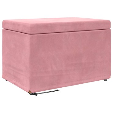 vidaXL Σκαμνί Ροζ 61x41x40cm Βελούδο και Μηχανικά Ξύλα