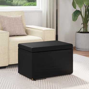 vidaXL Σκαμνί Μαύρο 61x41x40cm Ψεύτικο Δέρμα και Μηχανικά Ξύλα
