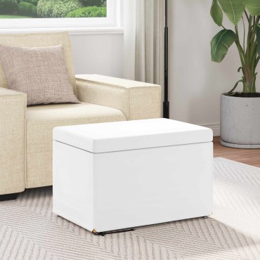 vidaXL Σκαμνί Λευκό 61x41x40cm Ψεύτικο Δέρμα και Μηχανικά Ξύλα