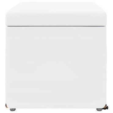 vidaXL Σκαμνί Λευκό 61x41x40cm Ψεύτικο Δέρμα και Μηχανικά Ξύλα