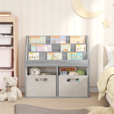 vidaXL Βιβλιοθήκη Παιδιών Γκρίζο Σονομα 72,5x29,5x69 εκ 1 τεμ.