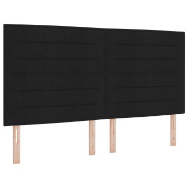 vidaXL LED κεφαλάρι με LED ταινίες φωτός Μαύρο ύφασμα 180x7x128cm