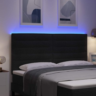 vidaXL LED κεφαλάρι με LED ταινίες φωτός Μαύρο ύφασμα 180x7x128cm