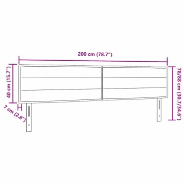 vidaXL LED κεφαλάρι με LED ταινίες φωτός Ανοιχτό γκρι ύφασμα 200x7x88cm