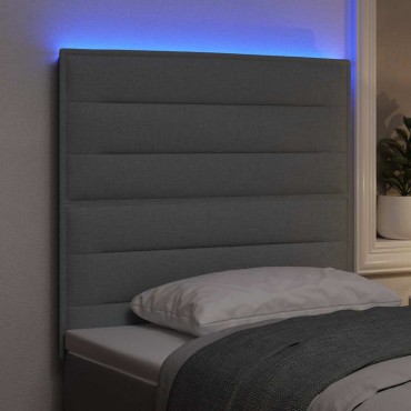 vidaXL LED κεφαλάρι με LED ταινίες φωτός Ανοιχτό γκρι ύφασμα 100x7x128cm
