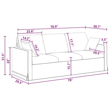 vidaXL Καναπές Σκούρο Γκρι 198x78x80cm Βελούδο