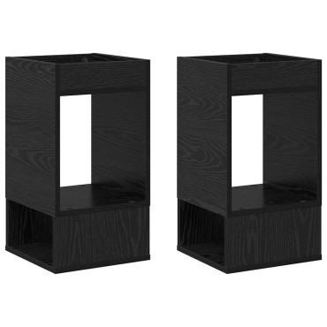 vidaXL End Table 2 τεμ. Μαύρη Οξυά 30x30x56cm Επεξεργασμένο Ξύλο