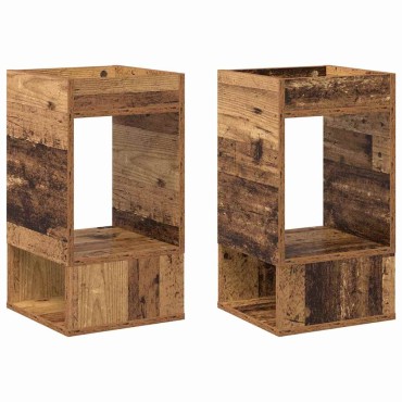 vidaXL End Table 2 τεμ. Παλιό ξύλο 30x30x56cm Επεξεργασμένο Ξύλο