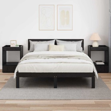 vidaXL End Table 2 τεμ. Μαύρη Οξυά 40x40x56cm Επεξεργασμένο Ξύλο
