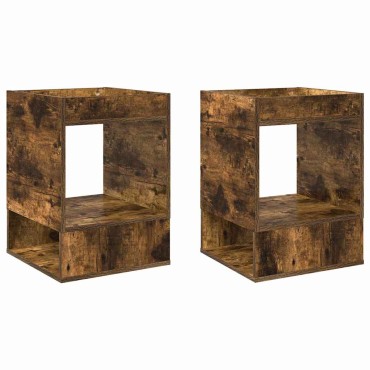 vidaXL End Table 2 τεμ. Καπνιστό Δρύς 40x40x56cm