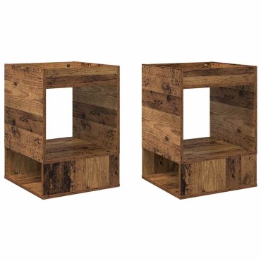 vidaXL End Table 2 τεμ. Παλιό ξύλο 40x40x56cm Επεξεργασμένο Ξύλο