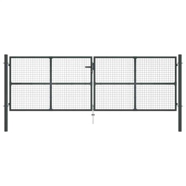 vidaXL Πόρτα Κήπου με Πλέγμα Γκρι 400x125 εκ. από Γαλβανισμένο Ατσάλι