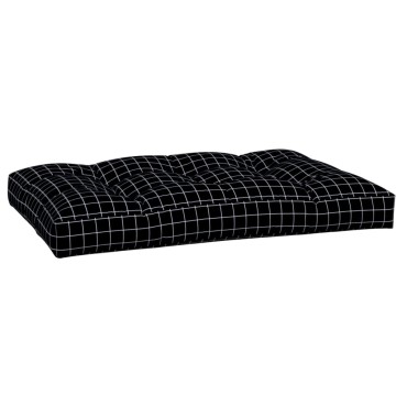 vidaXL Μαξιλάρι Παλέτας Μαύρο Καρό 120x80x12cm Υφασμάτινο