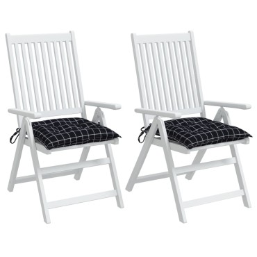 vidaXL Μαξιλάρια Καρέκλας 2 τεμ. Μαύρο Καρό 40x40x7cm Υφασμάτινα
