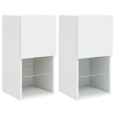 vidaXL Έπιπλα Τηλεόρασης με LED 2 τεμ. Λευκά 30,5x30x60cm
