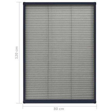 vidaXL Σήτα Παραθύρου Πλισέ Ανθρακί 80 x 120 εκ. από Αλουμίνιο
