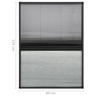 vidaXL Σήτα Παραθύρου Πλισέ με Σκίαστρο 80 x 120 εκ. Αλουμινίου
