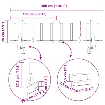 vidaXL Φρουρός χιονιού οροφής Ανθρακί 300 x 29,5 x 34,5 εκ. Ατσάλι
